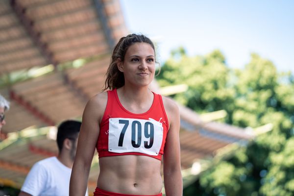 Caroline Joyeux (LG Nord Berlin) im Dreisprung am 02.07.2022 waehrend den NLV+BLV Leichtathletik-Landesmeisterschaften im Jahnstadion in Goettingen (Tag 1)